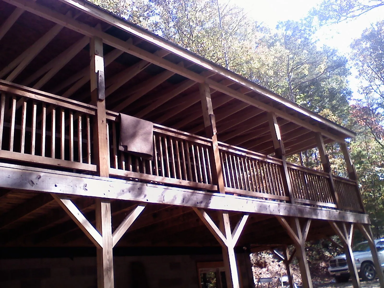 Timber framing under a new elevated porch and deck — Roof Leak Repair in Minier by Roofing Brothers